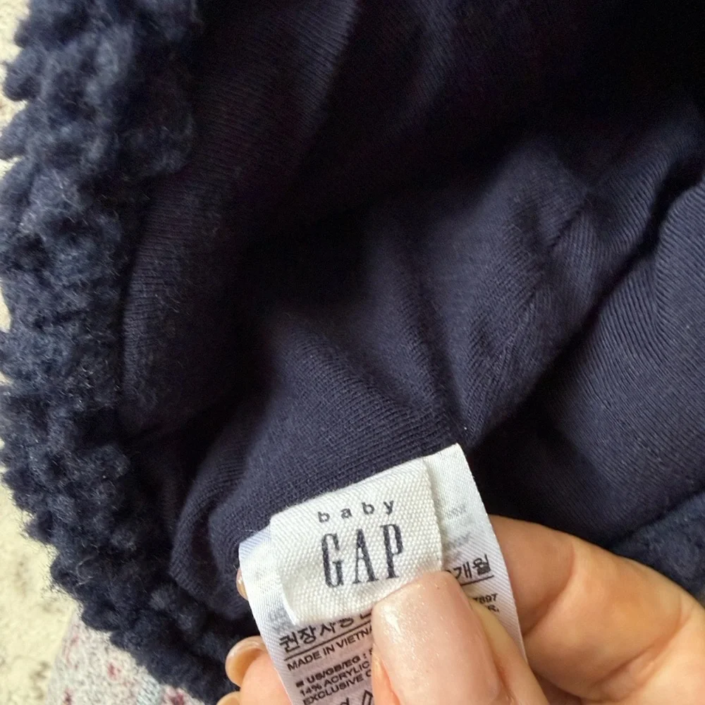 Baby GAP navy teddy bear beanie hat boys 12-18 months Classic Blokecore winter